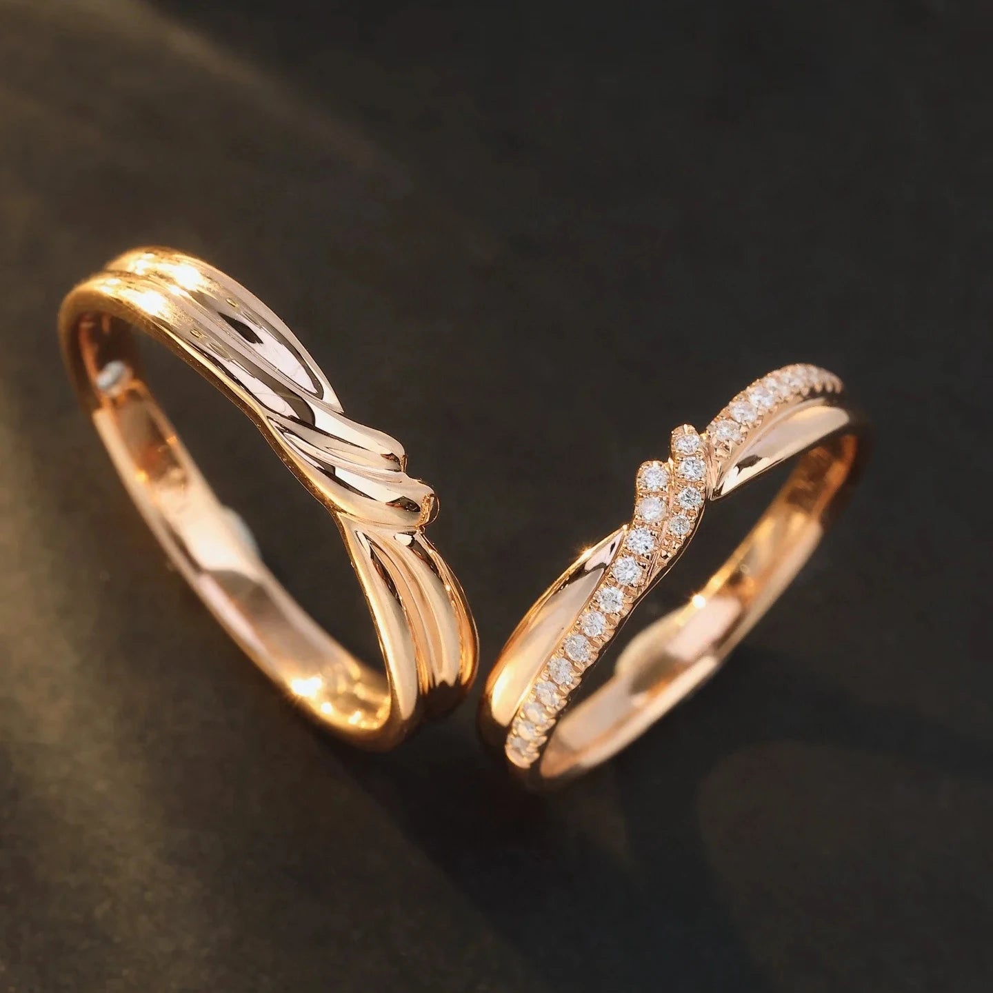 H&F Fine Jewelry Rings Wedding Bands Gold Ring for Wom 18K 14K 10K Solid Gold Natural Diamond Ring for Couple