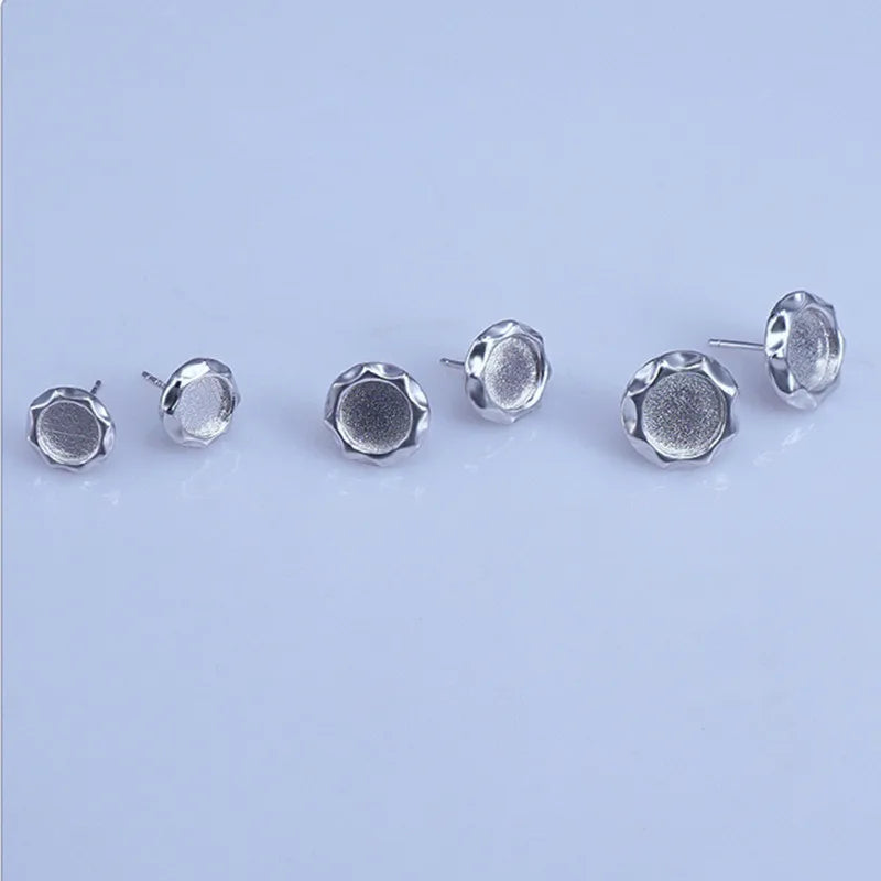 Custom Star Shape 925 Sterling Silver Round Bezel Blanks Earrings Findings