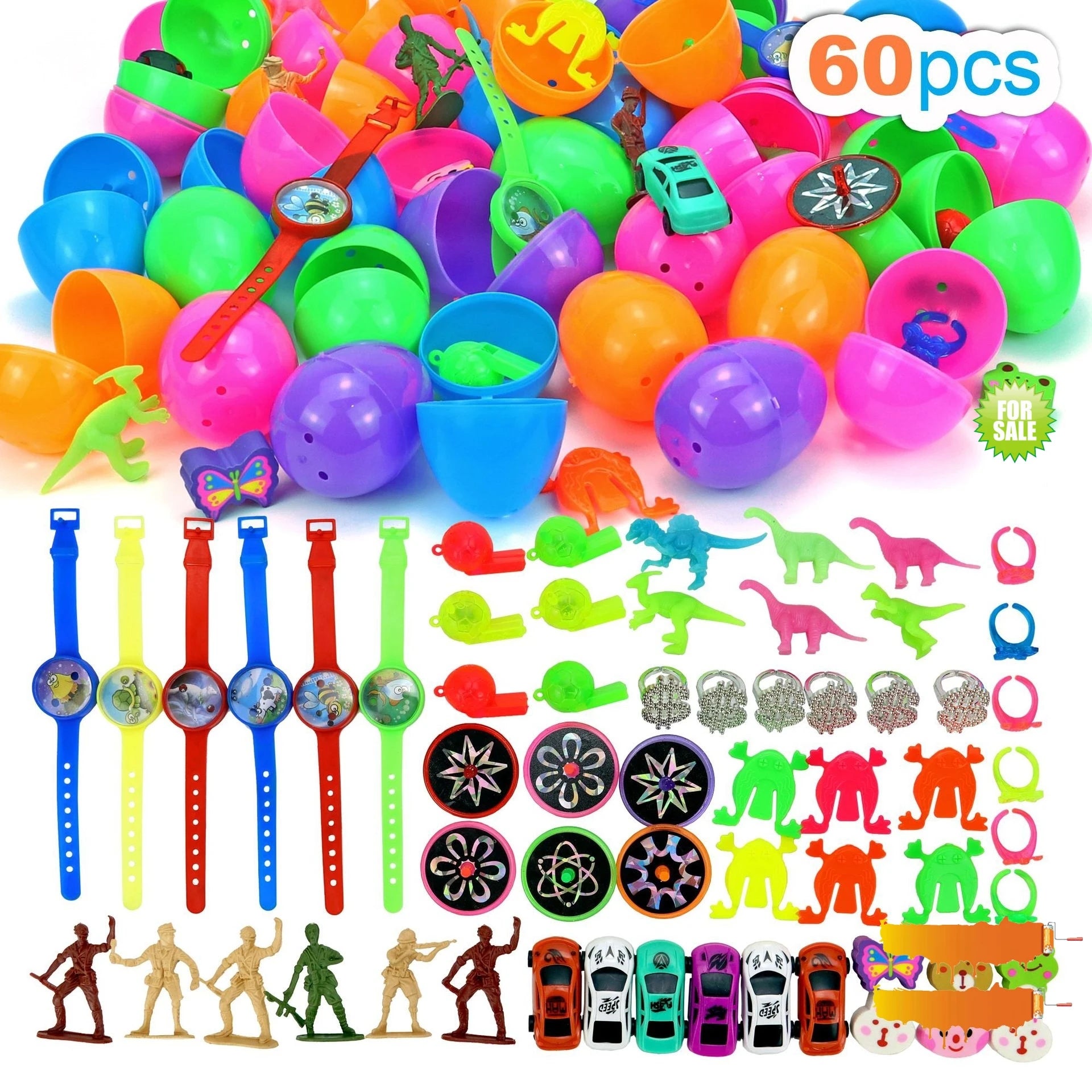 Factory Price 60pcs Pack Easter Basket Stuffers All in One Easter Eggs with Novelty Toys Fillers Party Favor Prize Supplies