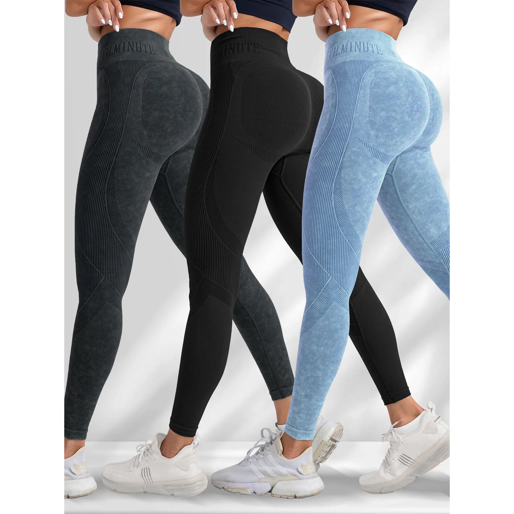 2024 New Women's Sand-Washed Quick-Dry High-Waisted Butt Lift Gym Workout Leggings Seamless Yoga Pants with Letter Print