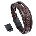 Men's Multilayer Braided Leather Bracelet New Creative Stainless Steel Magnetic Buckle Fashion Charm Bracelets