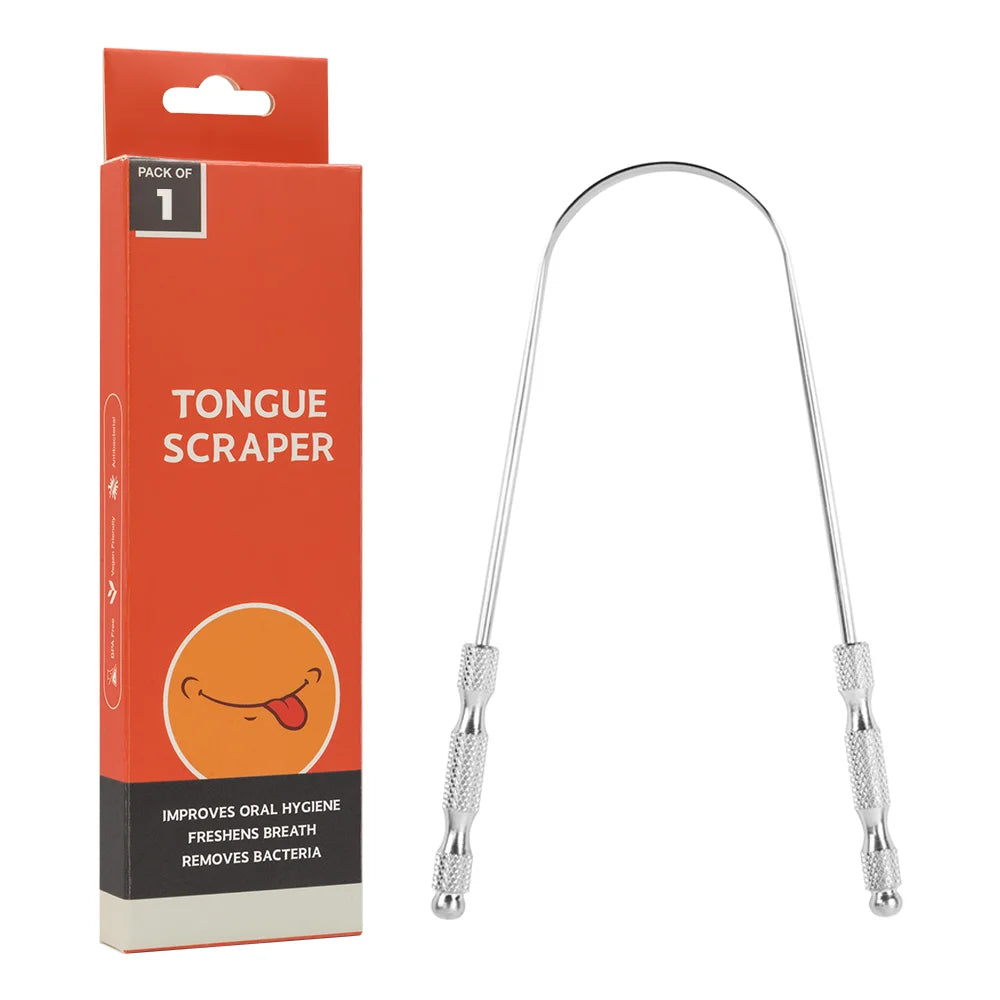 Stainless Steel Tongue Scraper Wholesale Oral Care Silver Stainless Steel Tongue Cleaner Scraper