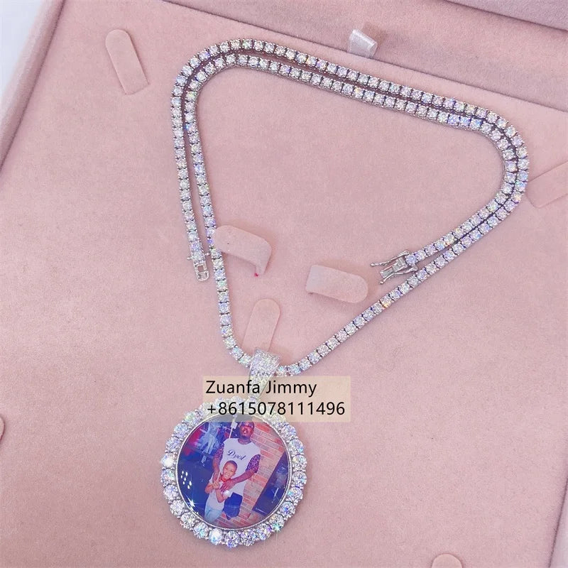 Buss Down Customized Iced Out Pendant Moissanite Hip Hop Jewelry VVS1 Moissanite Photo Pendant Necklace