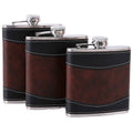Wholesale 8oz Brown Splicing Leatherette Creative Sublimation Pocket Products Stainless Steel Leather Hip Flask with PU Cover
