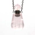 Hongzhuo Essential Oil Bottles Rose Quartz Necklace Silver Chain Bottle Perfume Pendant Charm Aromatherapy Crystal Stone Necklace Jewelry