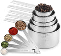 Food Grade Quality Stainless Steel Measuring Spoons Tablespoon and Measuring Cups Set of 10 Pieces