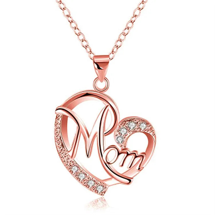 Qixi Valentine's Day Heart Necklace Peach Heart Necklace Micro Set Zircon Fashion Creative Necklace