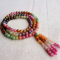 DIY Wholesale natural rock rainbow tourmaline beads bracelets crystal 5mm tourmaline Handmade 3 Strand Stretchy Women Bracelet