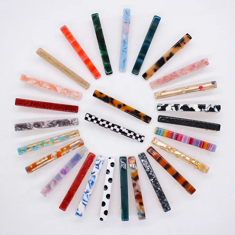 CANYUAN New Design Fashion Cute Women Hair Accessories Corful Acetate Acrylic Thin Hair Clips Custom