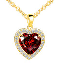 Red Zircon Heart Charm Pendant Necklace for Women Rhodium and Gold Plated for Party 925 Sterling Silver