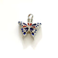 Stainless Steel Silver Plated Enamel Colorful Butterfly Children's Cremation Jewelry Urn Necklace Memorial Pet Human Keepsake