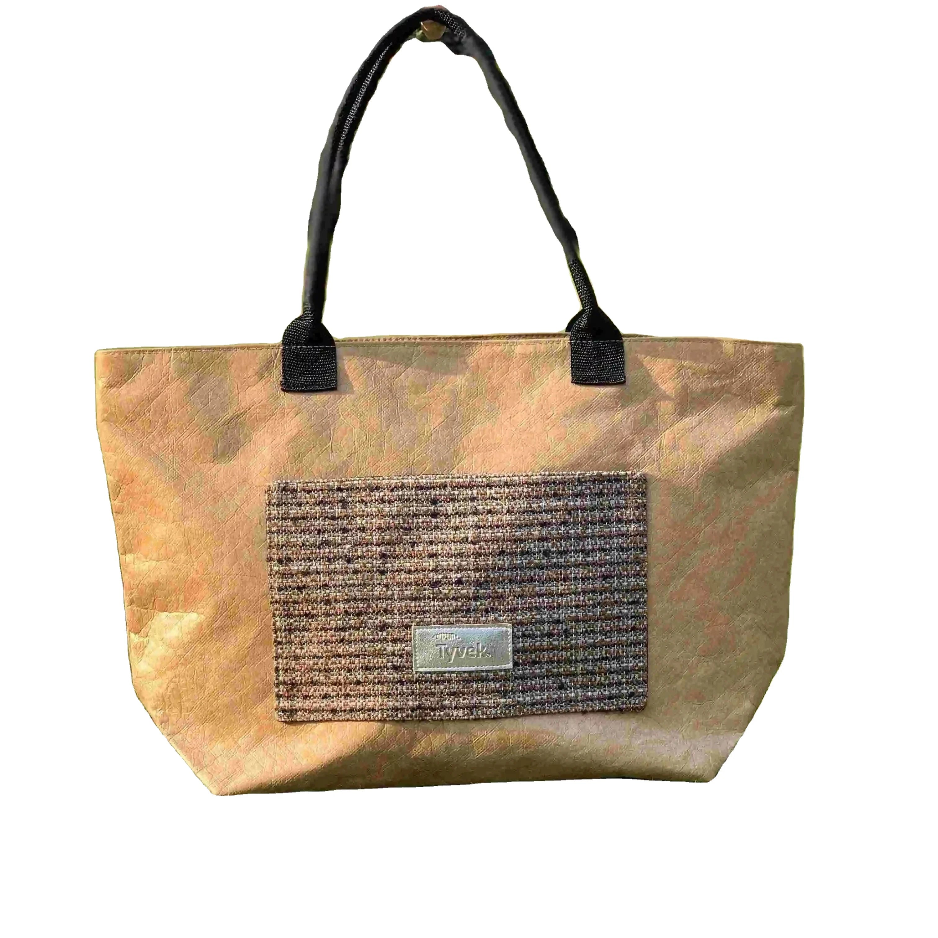 Environmental Paper Look Softened DuPont Tyvek Material Super Light Zipper Closure Unisex Shoulder Bags for Gym & Travel