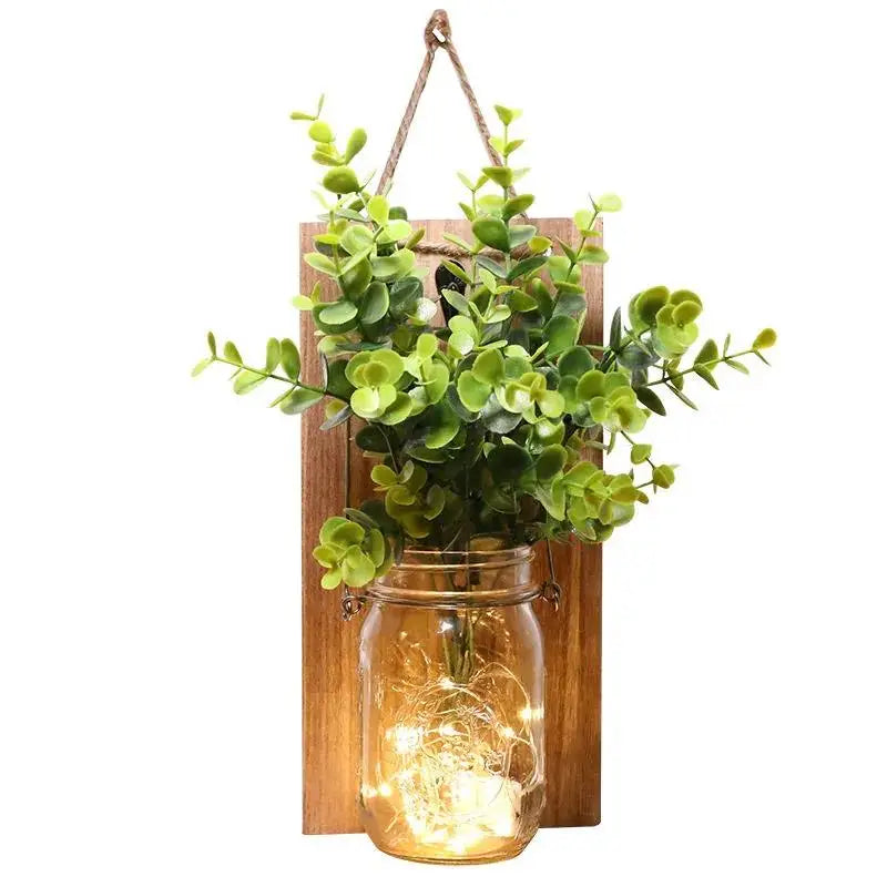 Tailai Silk Hydrangea Rustic Wooden Wall Hanging Decor with LED Strip Lights Iron Hooks for Home & Kitchen Decorations