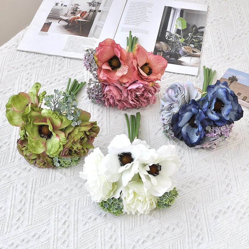 A-1741 Bride Bridesmaids Flowers Peony Bouquets Wedding Home Decoration Silk Artificial Peony Bouquet