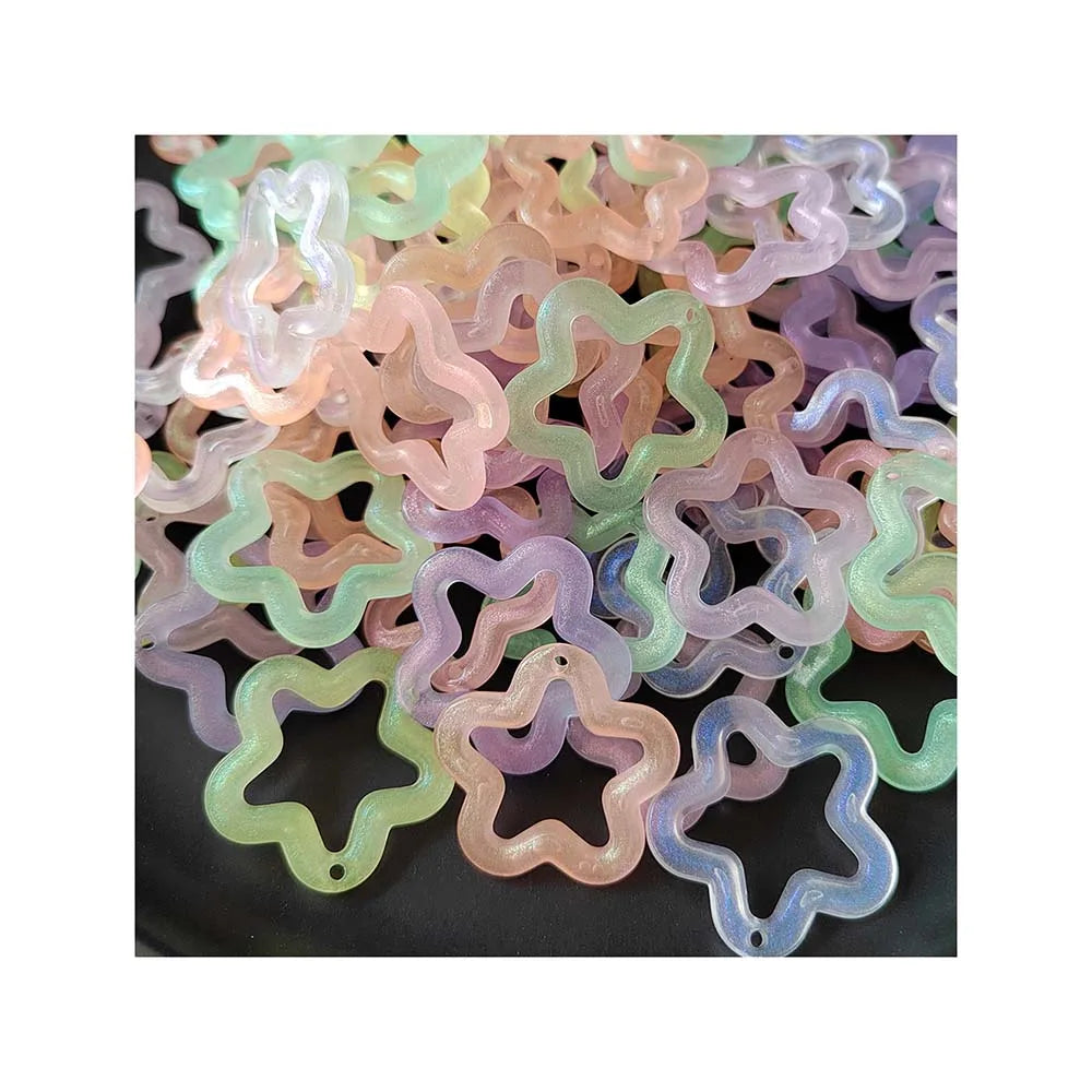 Luminous Acrylic Hallow Star Jewelry Loose Spacer Glow in Dark Earring Necklace Bracelet Pendants DIY Accessories