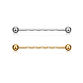 Titanium 16G Men's Scaffold Barbell with CZ Surface Cartilage Helix Earring Body Piercing Gold Plated 38mm for Weddings