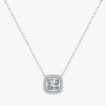 925 Sterling Silver Exquisite Square Shiny Zirconia Pendant Clear CZ Chain Necklace for Women Wedding Engagement Fine Jewelry