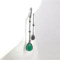 Wholesale Hinged Huggie Punk 925 Sterling Silver Gemstone Long Chain Dangle Clip on Hoop Earrings