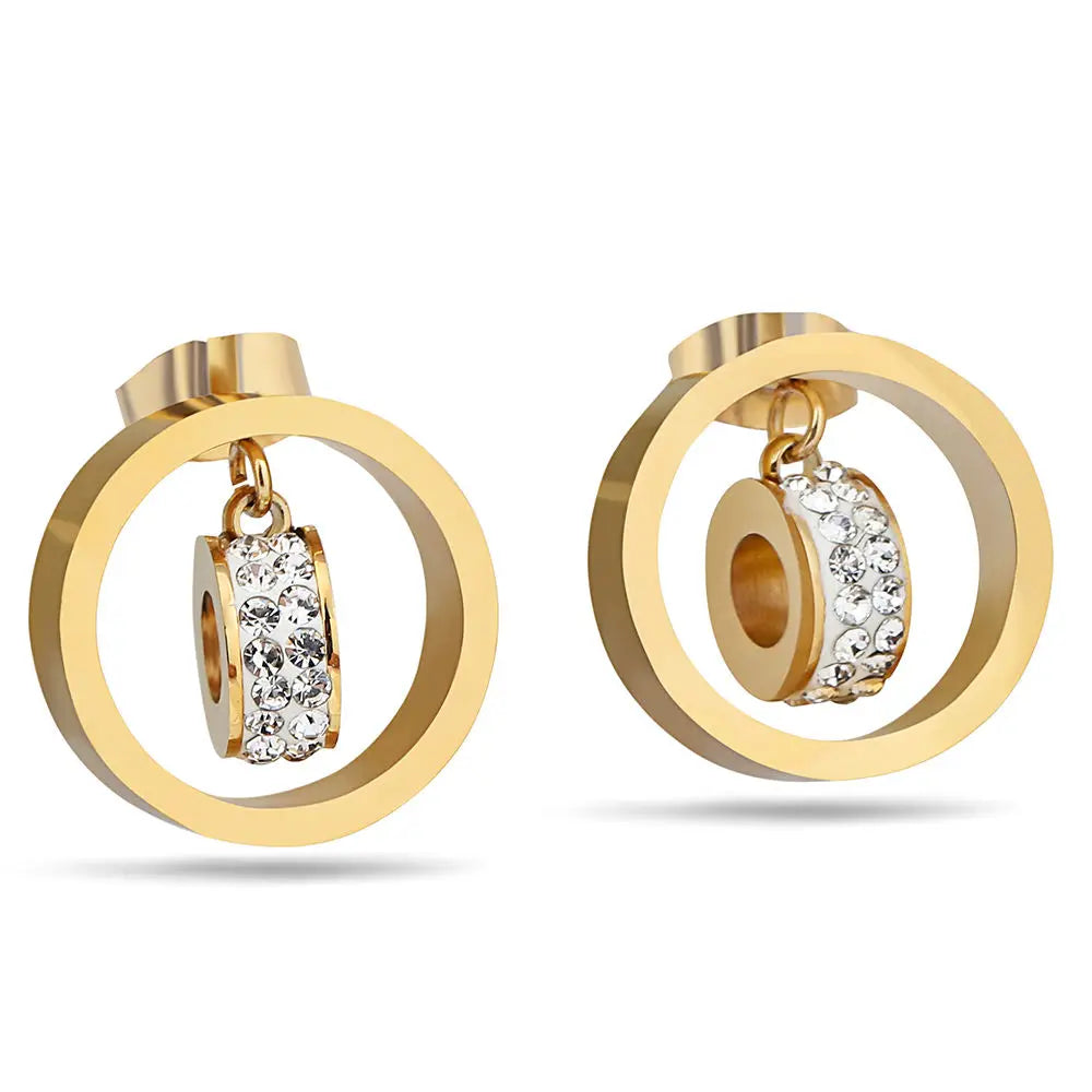 Stainless Steel Earring Jewelry Cheap Earring Gold Plated Round Crystal Earrings for Women