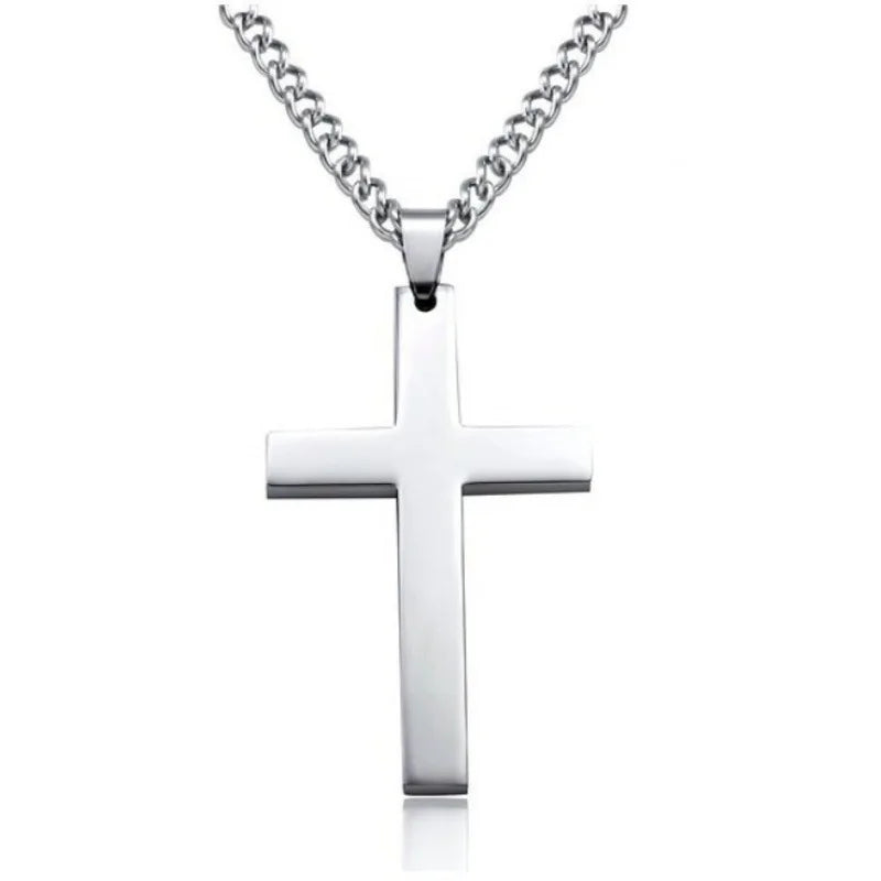 RisingMoon Collar Alloy Gold Silver Black Colors Link Chain Jesus Cross Necklace for Men Women
