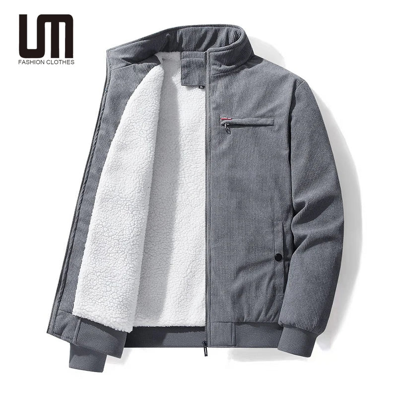 Liu Ming Fashionable 2025 Winter Men s Clothing Thick Corduroy Plus Size Jackets Zipper Stand Collar Windbreaker Fleece Coats