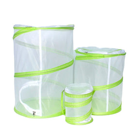 Collapsible Fabric and Mesh Container with Insect and Butterfly Pop-up Habitat Cage