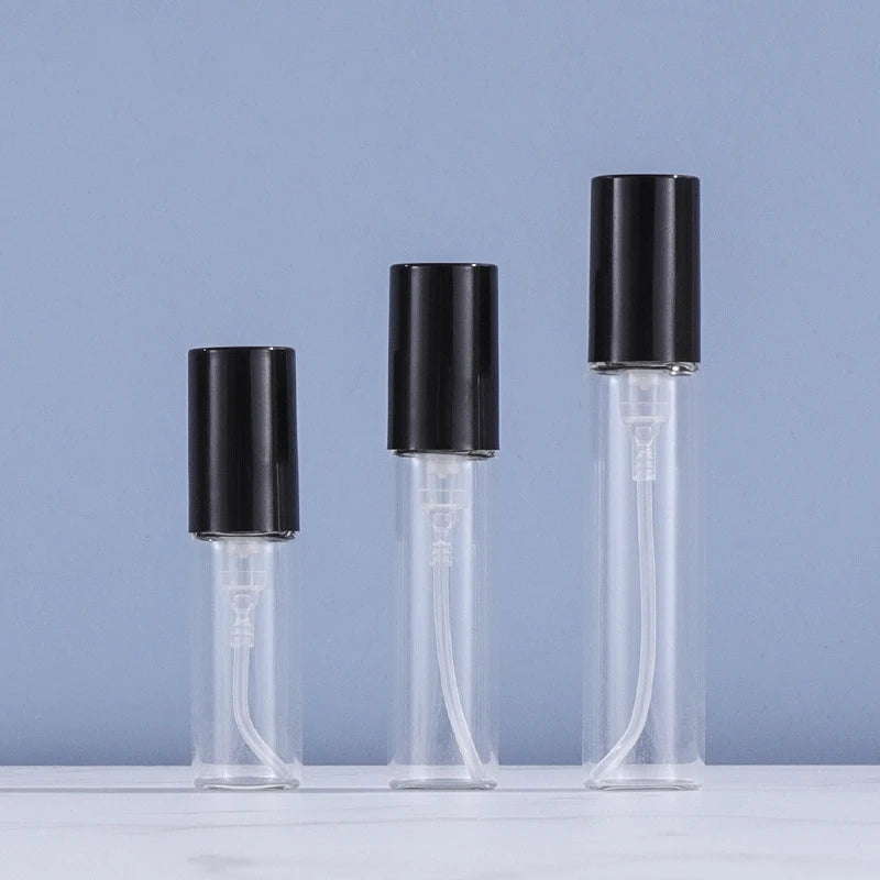 Free Sample Clear Glass Mini Empty Atomizer Spray Bottle 2ml 3ml 8ml 10ml with Paper Box and Printing for Perfume & Wig Use