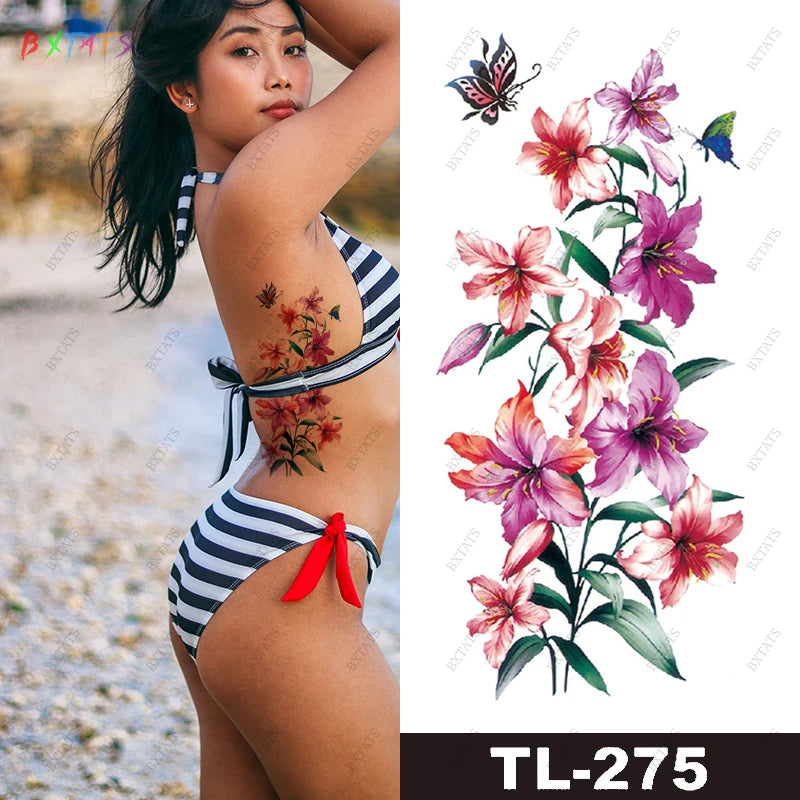 New Colourful Different Patterns Waterproof Temporary Sexy Girl Body Art Tattoo