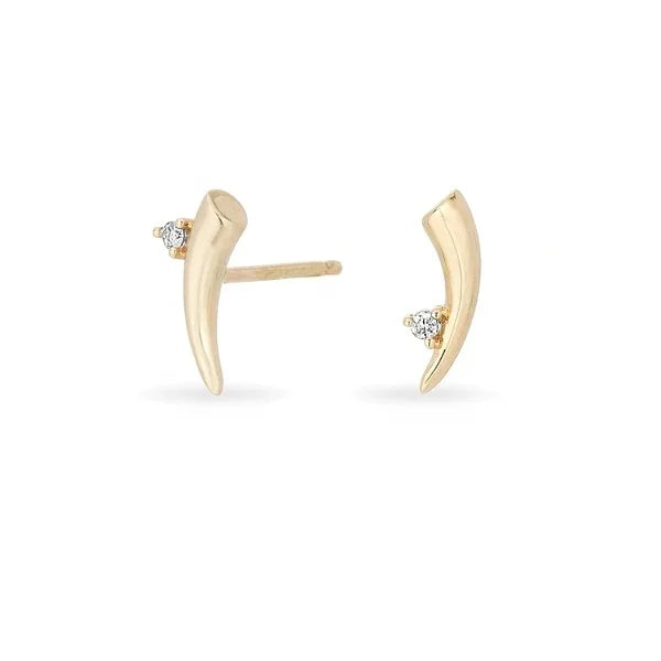 LOZRUNVE 925 Sterling Silver Designer Brand Diamond Horn Delicate Stud Earring