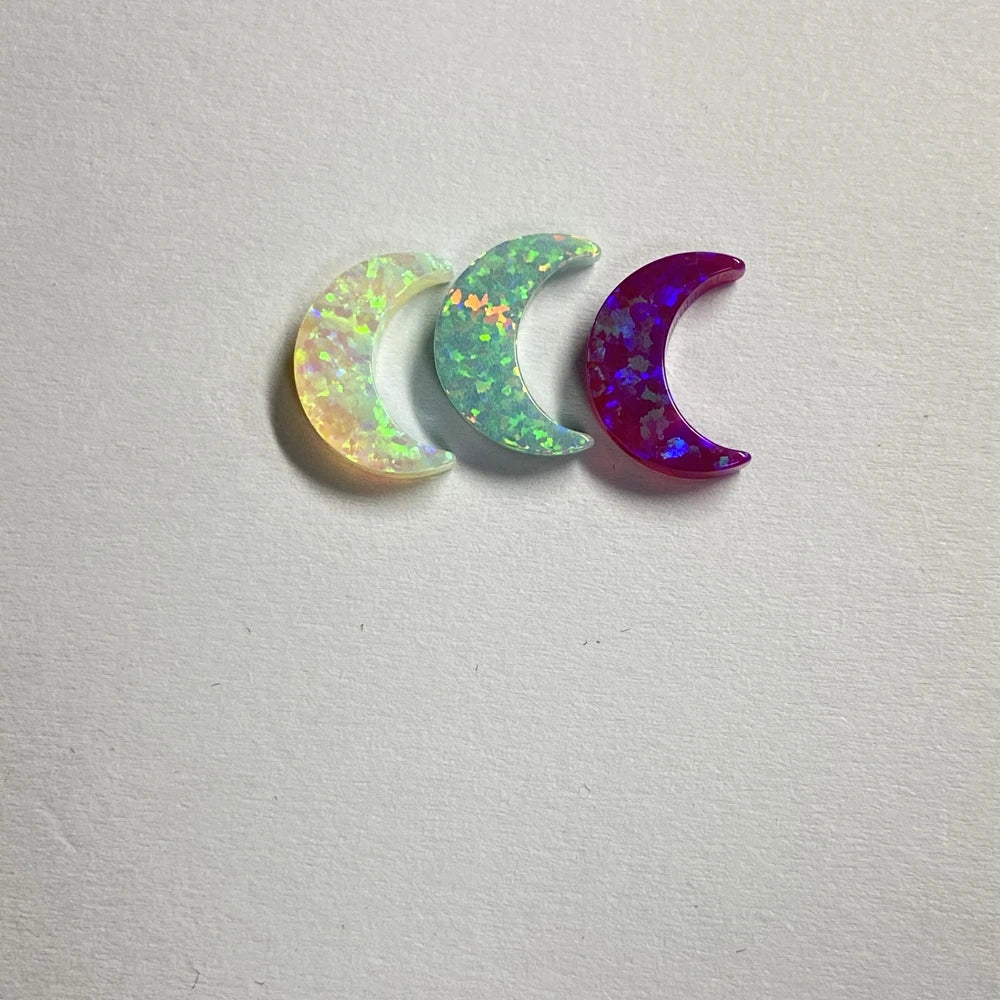 HQ Gems Synthetic Opal Stone Moon Cabochon 8x11mm Half Moon Shape Created Opal Necklace for Women