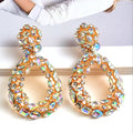 New Classic Colorful Crystal Water Drop Earrings High-Quality Fashion Metal Jewelry Accessories for Women Wholesale