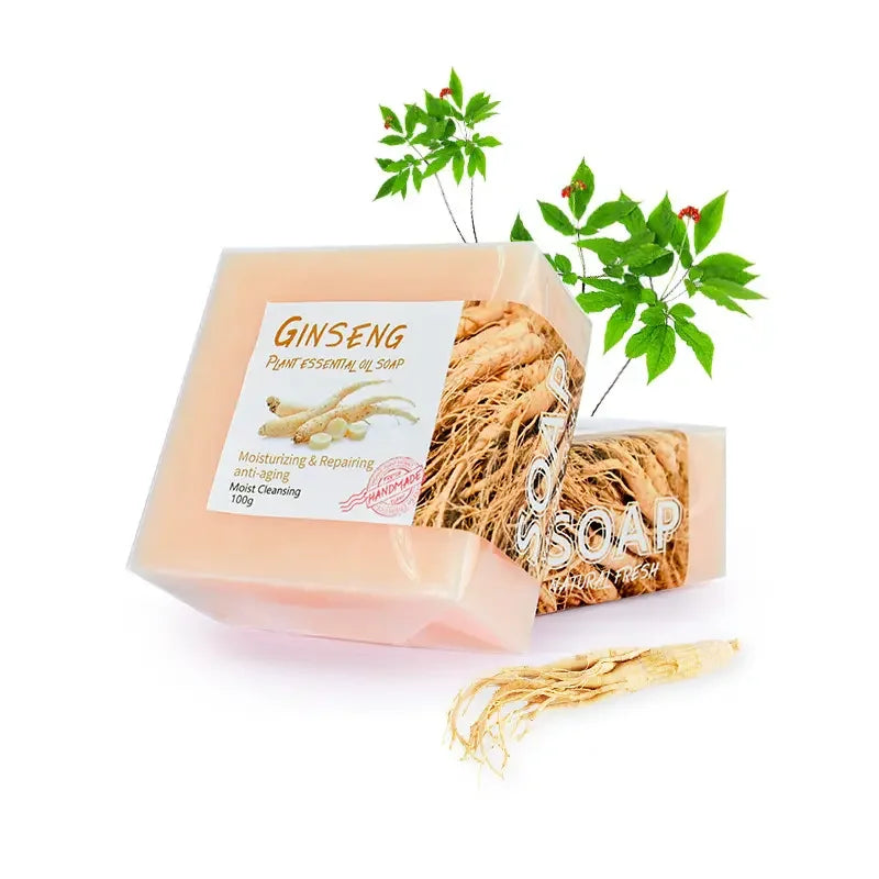 Mzel Wholesale Private Label 100g Plant Essential Oil Soap Natural Handmade Herbal Ginseng Whitening Face Soap
