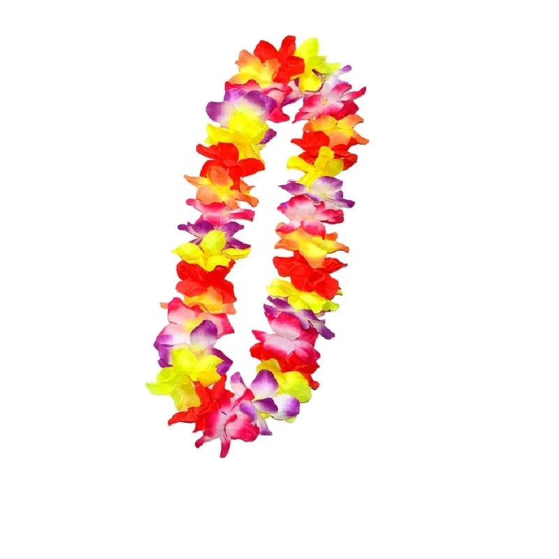 Hawaiian Party Decoration Set Artificial Garland Leis for Hula Dance Luau Party Supplies with Neck Loop & Flower Arrangements