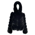 Factory Wholesale Customized Black Short Hooded V-cut Winter Warm Women's Real Fox Fur Thick Cotton Polyester Breathable High