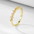 Wholesale Personality Trend Design 925 Sterling Silver 14K Gold Clover Flower Engagement Wedding Stacking Ring in Cubic Zircon