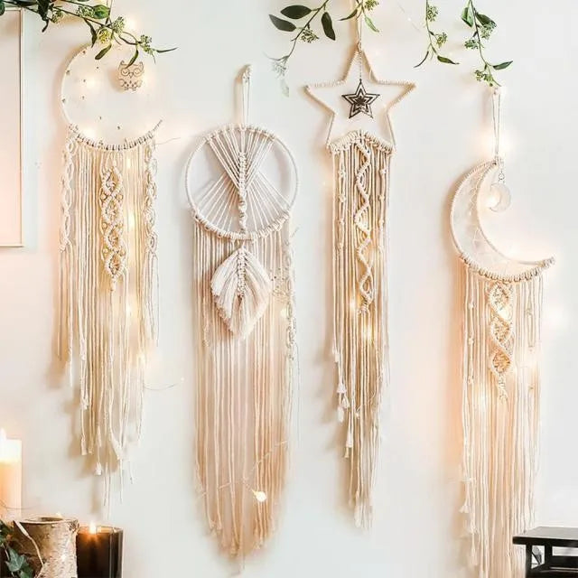 Factory Supply Cotton Woven Pendant Star Moon Dreamcatcher Pendant Creative Home Wall Decoration