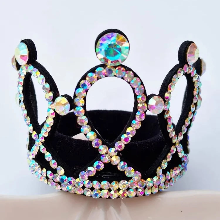Yantuo Rhinestone Rhythmic Gymnastics Figure Skating Crown Ball Head Children's Dance Performance Hair With Headband Hair Band