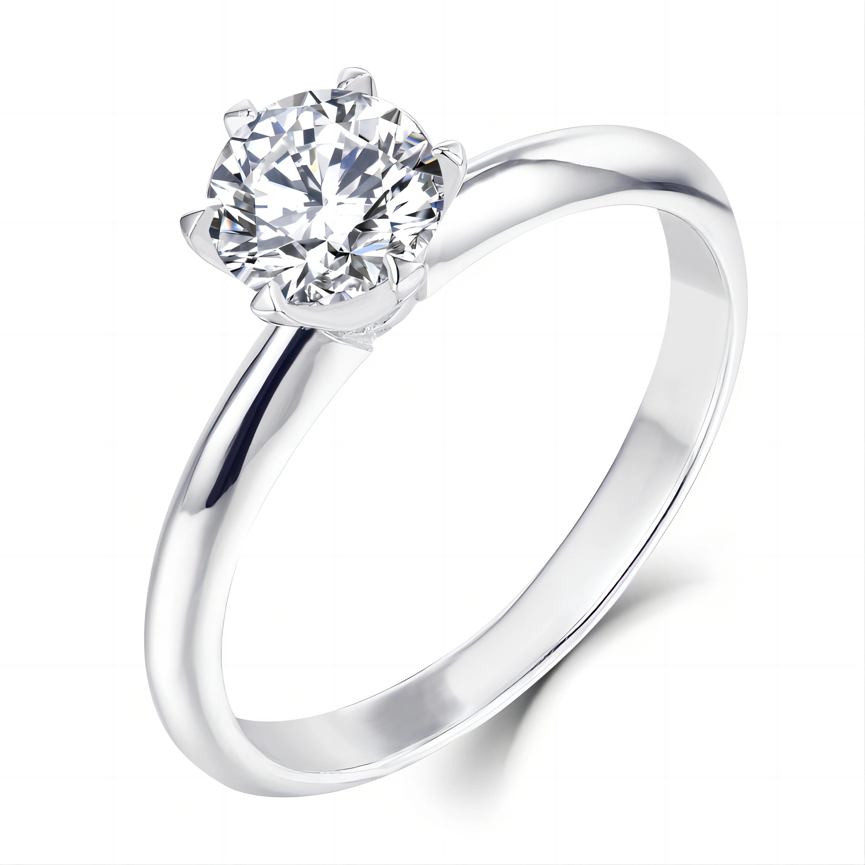 Wholesale Custom Design 925 Sterling Silver Engagement Ring White D VVS1 0.8ct 6MM Rhodium Plated Moissanite Customizable