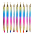 New Rainbow Handle Nails Tool Double Side Metal Wax End Nail Art Dotting Pen