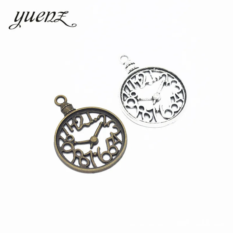 YuenZ Metal Charms Antique Silver Color Clock Charms Pendant for Jewelry Findings DIY Crafts 39*29mm J207