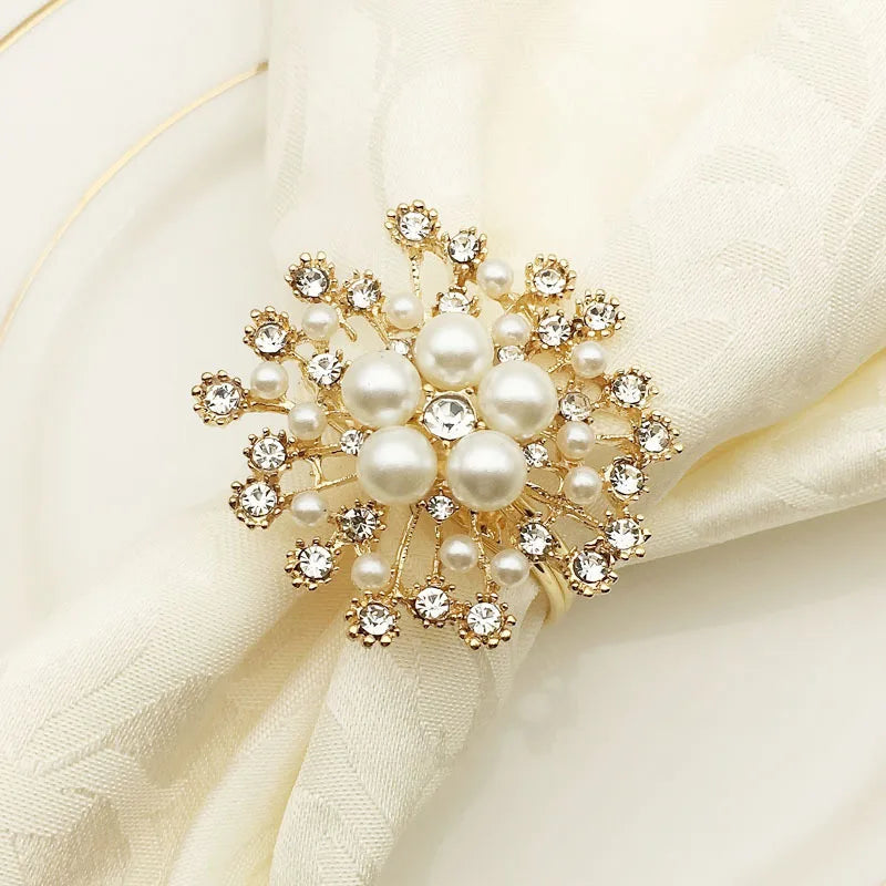 2022 Fashion Most Popular Products Pearl Napkin Rings Rhinestone Napkin Rings for Wedding Centerpieces & Table Decoration