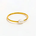 High End Trendy Stainless Steel Fine Ring 18K Gold Plated Single Freshwater Pearl Bead Stylish Ring for Gifts