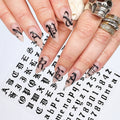 Newest Retro Alphabet Letter Design 3d Nail Art Sticker 26 English Alphabet Number Decal Rhinestones Decoration Manicure Tools
