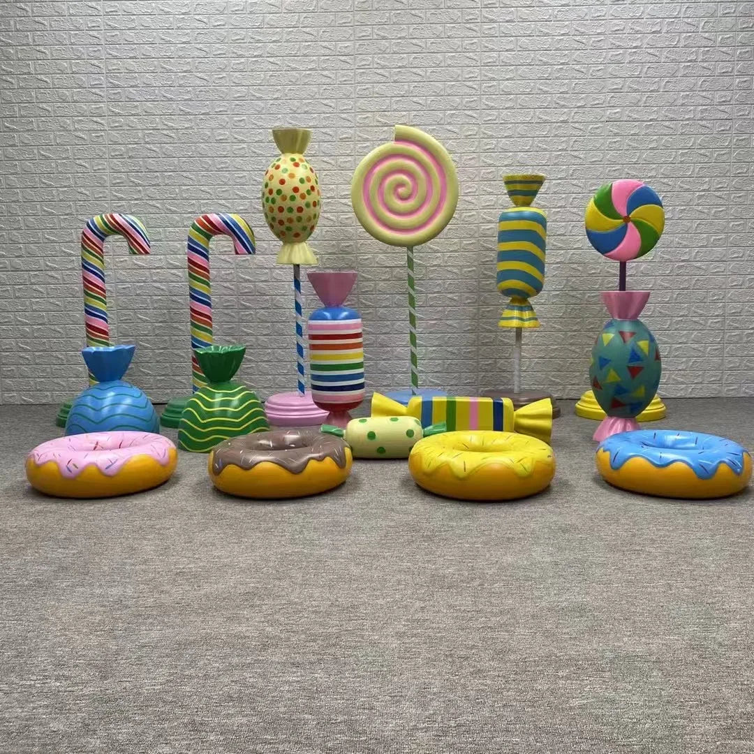 Wedding Decoration Backdrops Rental Equipment Big Fiberglass Donuts Macaroon Sculpture for Events Decoration
