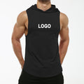 Men Summer Workout Hooded Tank Tops Printed Sports Bodybuilding Stringer Muscle Cut for off T-Shirt Sleeveless Gym Hoodies