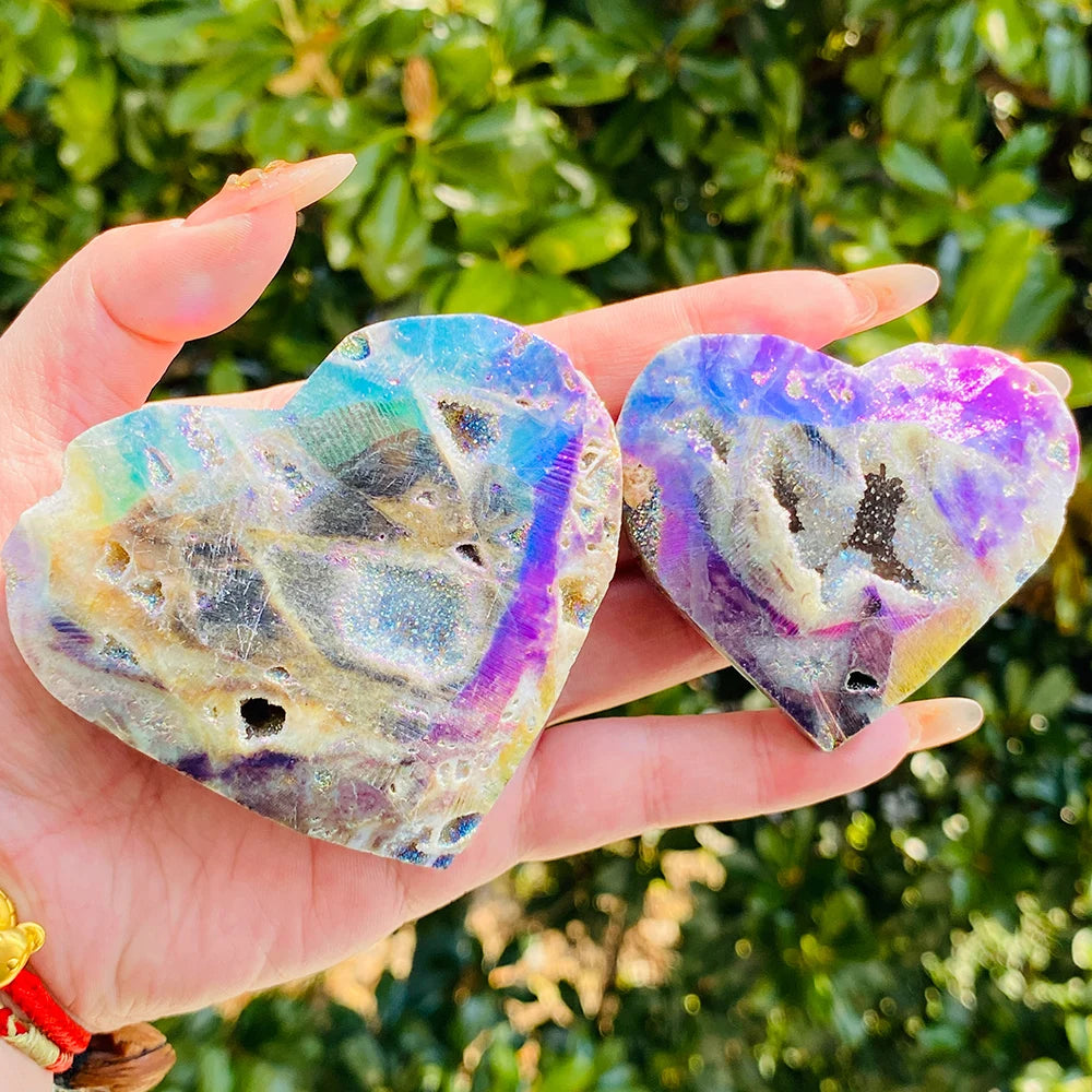 New Arrived Wholesale Natural Electroplate Sphalerite Heart Shape Healing Stone for Home Decoration