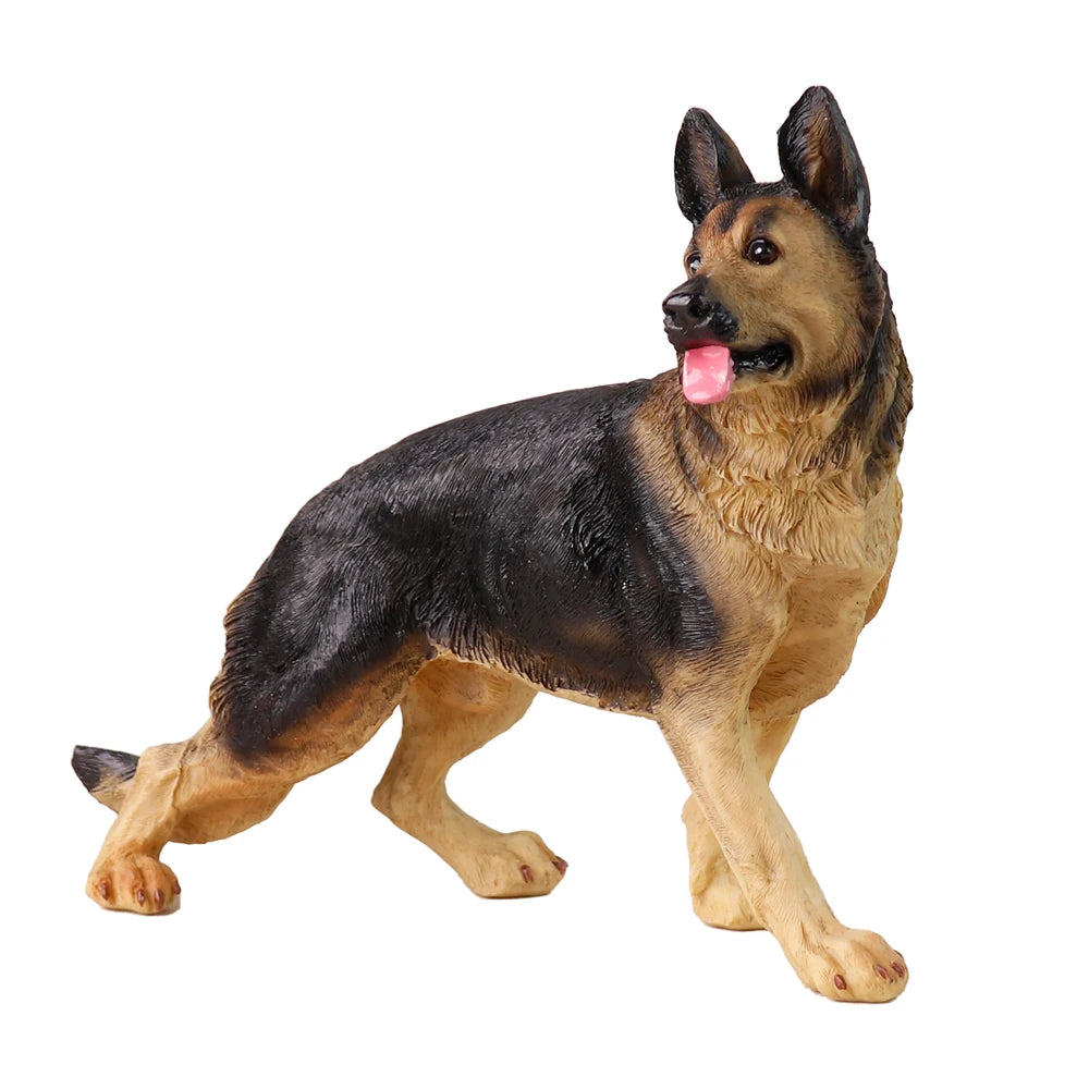 Realistic German Shepherd Figurine Resin Dog Statue for Home Garden Decor