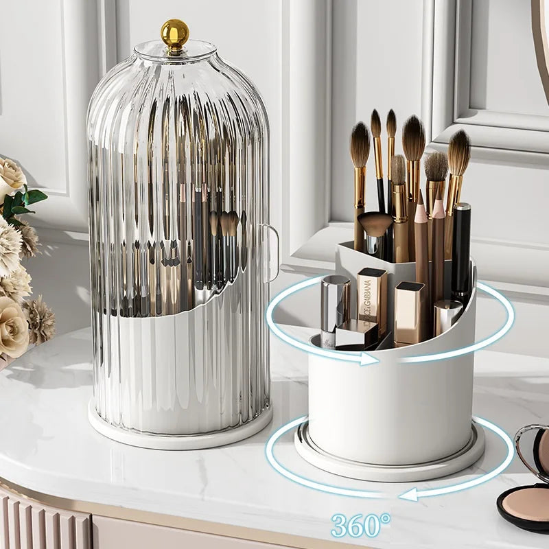 Makeup Brush Storage Bucket 360 Rotating Portable Holder Cosmetic Container