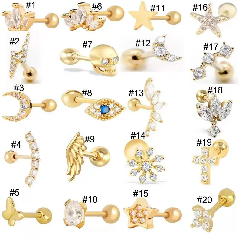 Gaby 2022 Fine Jewelry 925 Sterling Silver butterfly Star Eye Snake Heart Cartilage Earrings Ear Stud Piercing Ear Jewelry