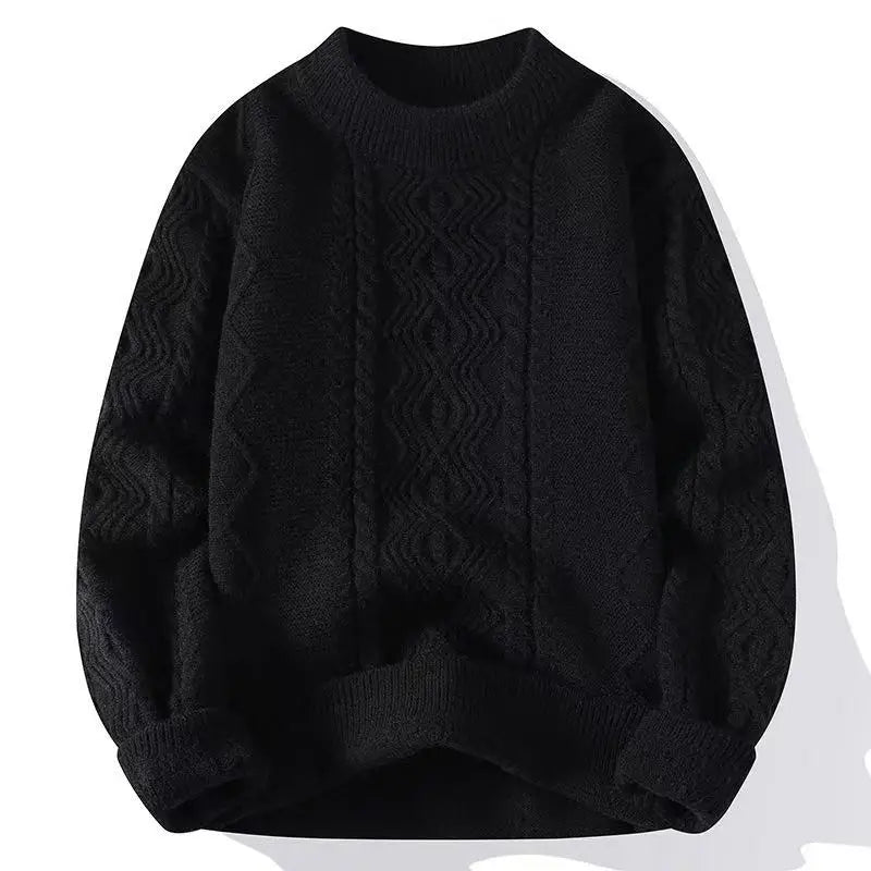 Men's Casual Breathable Knitted Pullover Sweater with O-Neck Twisted Design Logo and Print Decoration for Autumn Winter Season